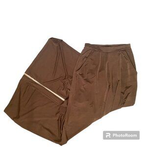 BOOHOO NIGHT PANTS WIDE LEG BROWN TAUPE POCKETS PULL ON ELASTIC WAIST SIZE 4